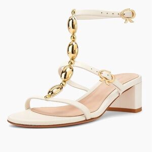 Gianvito Rossi Cream and Gold Sandals